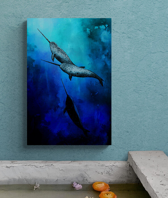 Druck auf Leinwand "Narwale"