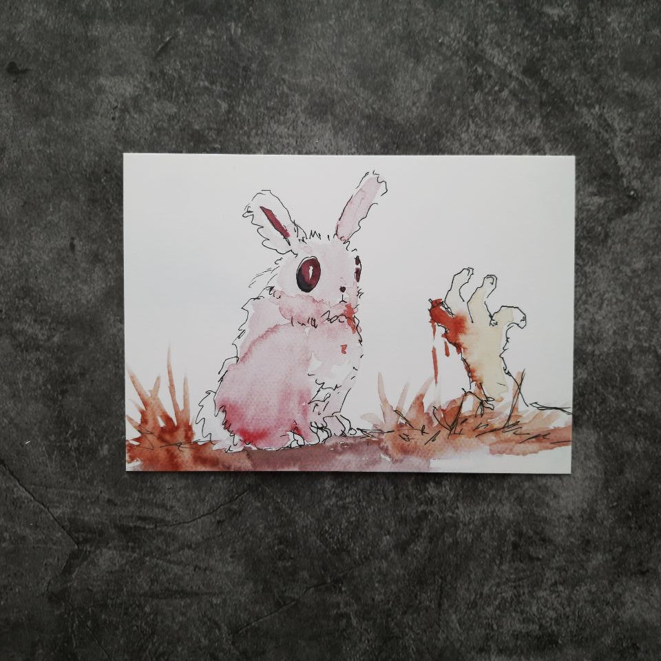 Postcard zombie bunny