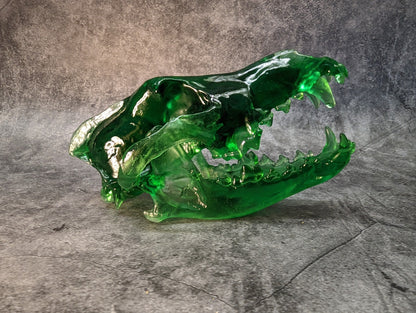 Wolf Skull Replica Transparent Green