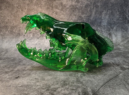 Wolf Skull Replica Transparent Green