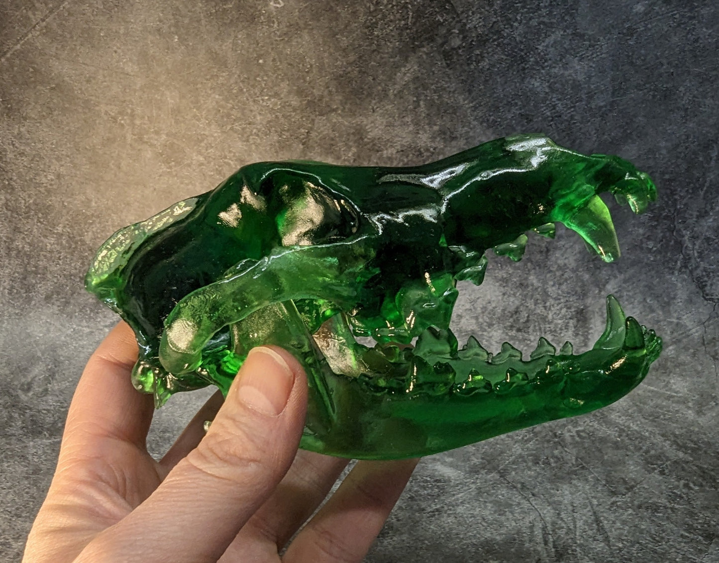 Wolf Skull Replica Transparent Green