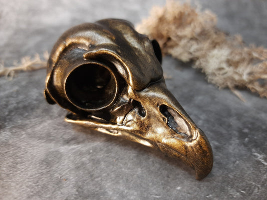 Owl skull replica gold bronze color