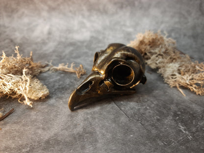 Owl skull replica gold bronze color