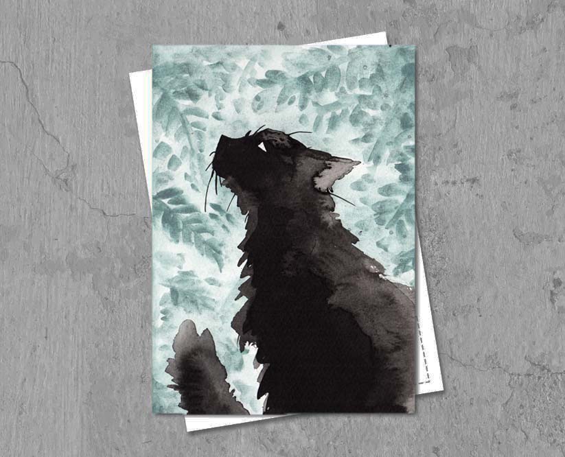 Postkarte schwarze Katze