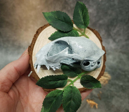 Cat Skull Replica with Leaves 3D Image