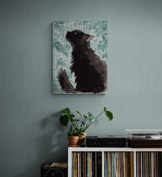 Druck auf Leinwand "Farnkatze" - Lieferzeiten beachten!