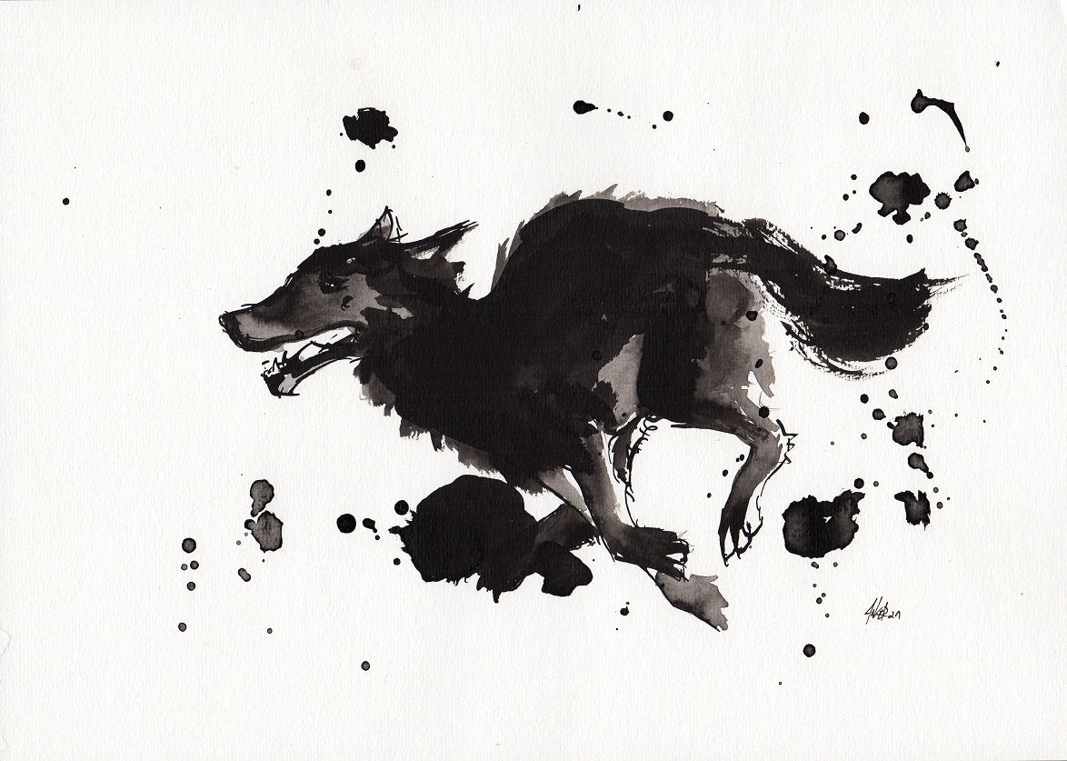 Original Kunstwerk "Running Wolf"