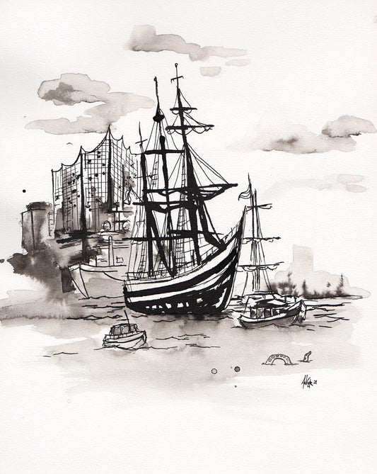 Original artwork "Hamburg Sailing Ship"