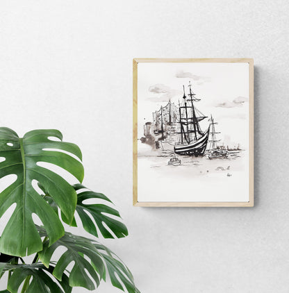 Original artwork "Hamburg Sailing Ship"