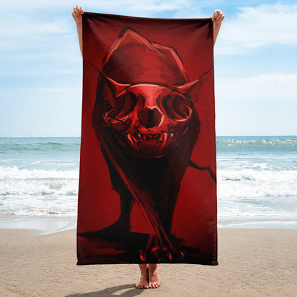 Bath towel / wall hanging "Zombie Cat" Please note delivery times!