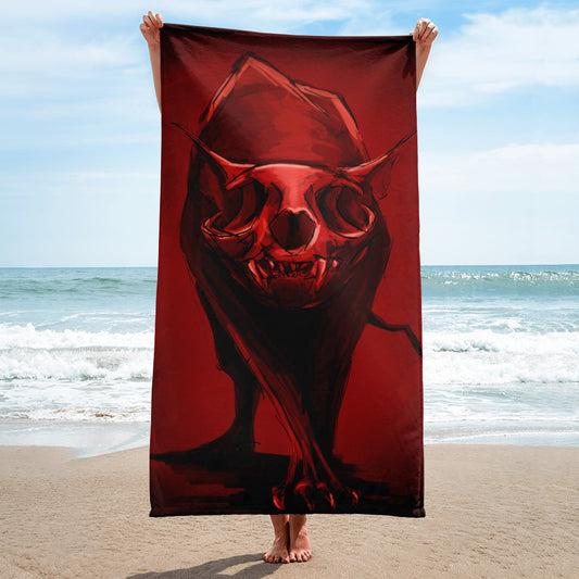 Bath towel / wall hanging "Zombie Cat" Please note delivery times!