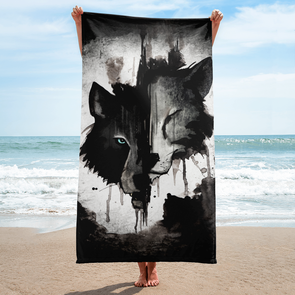 Bath towel / wall hanging "Two Souls" gray - please note delivery times!